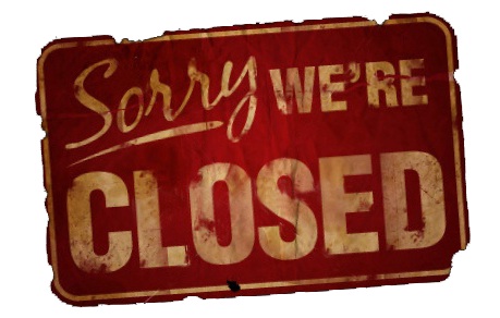 sorry we are closed Schild